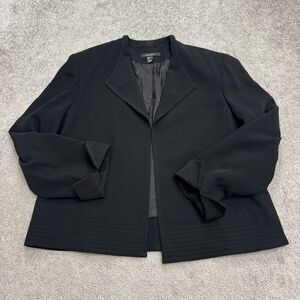 Louben Open Front Blazer Jacket Womens 16 Black Lined Classic Workwear Career